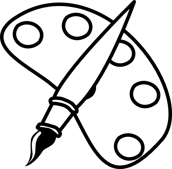 Painting Palette Black And White Clip Art - Art Clipart Black And White Png (730x720)