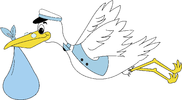 Stork Carrying Baby Boy Cartoon Clip Art Images - Stork Baby Boy (600x600)