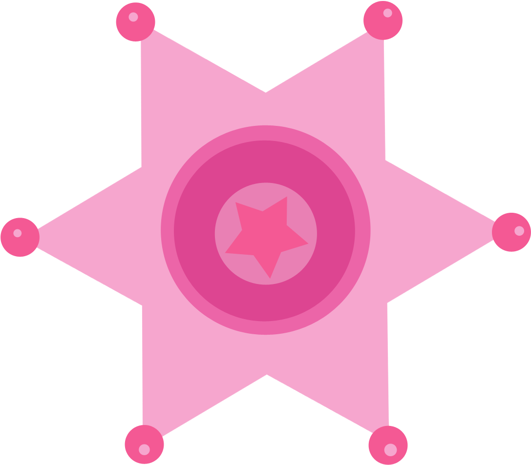 Pink Sheriff Badge With Star Cowgirl Clipart Pinterest - Estrella De Sheriff Rosa (1200x1200)