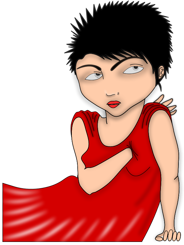 Free Frau Mit Rotem Kleid - Cartoon (608x800)
