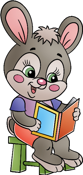 The Animal School Clip Art - Un Conejito Leyendo Un Libro (600x600)