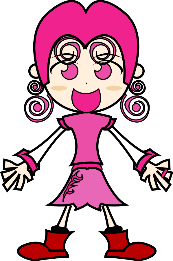 Pinky Girl Vector Clipart - Pink Cartoon Girls (598x900)
