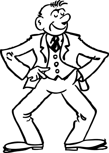 Man - In - Suit - Standing - Clip - Art - Man Cartoon Black And White (444x622)