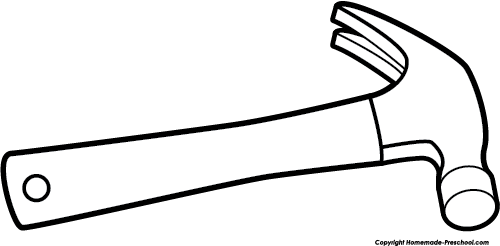 Gray Clipart Hammer - Hammer Black And White Clip Art (500x246)