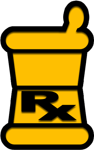 Mortar Pestle Pharmacist Rx Clipart Image - Pharmacy Rx Cartoon Logo (512x512)