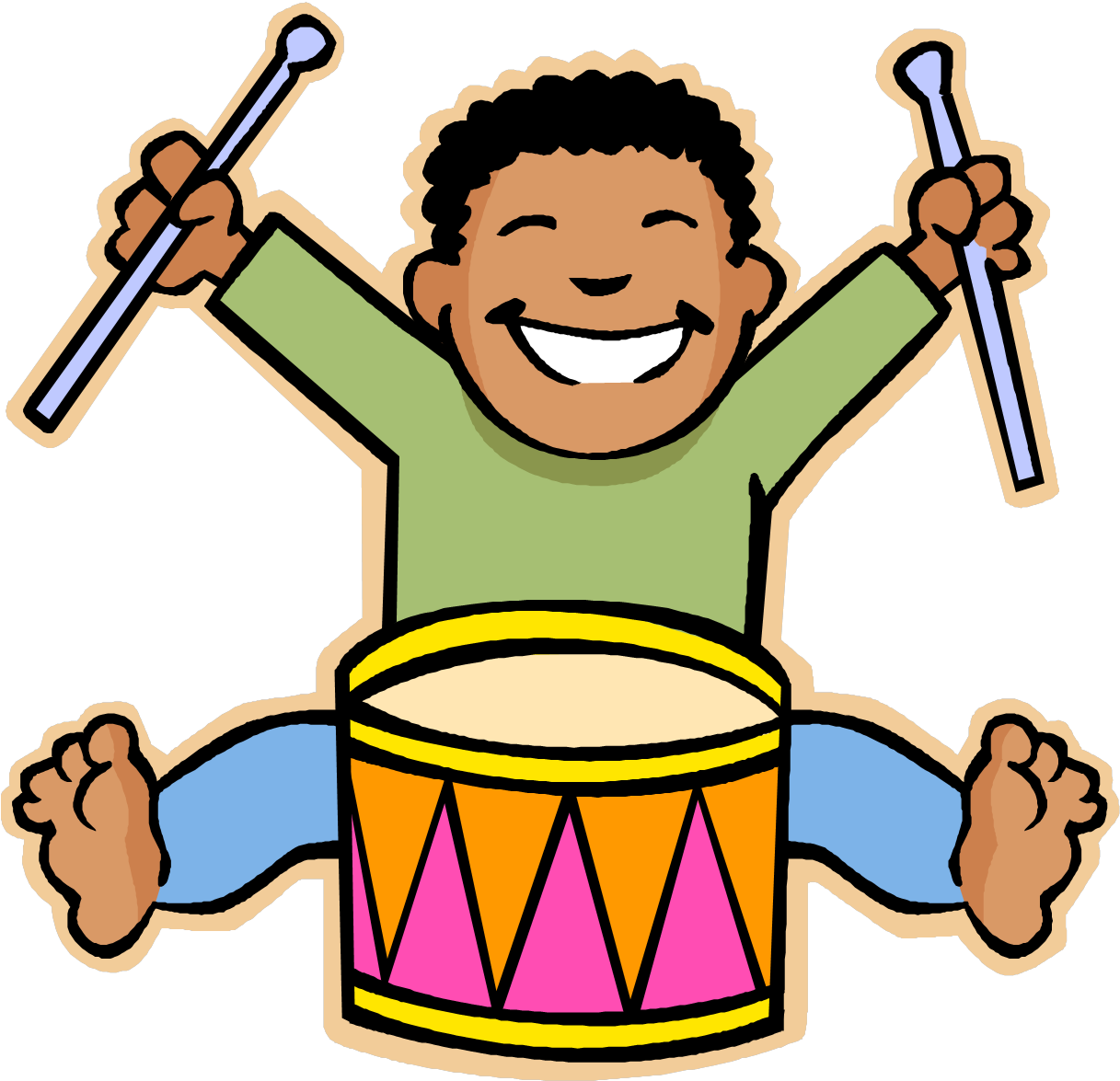 Clip Art Info - Cartoon Boy Playing Drums (1230x1206)