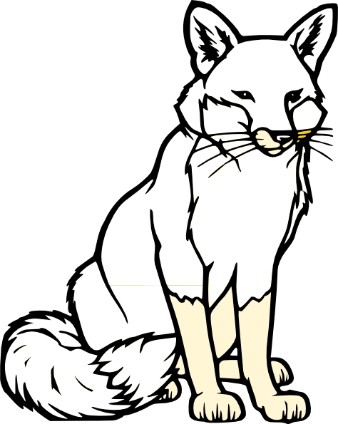Black And White Fox Clip Art At Clker Com Vector Clip - Fox Coloring Page (474x595)