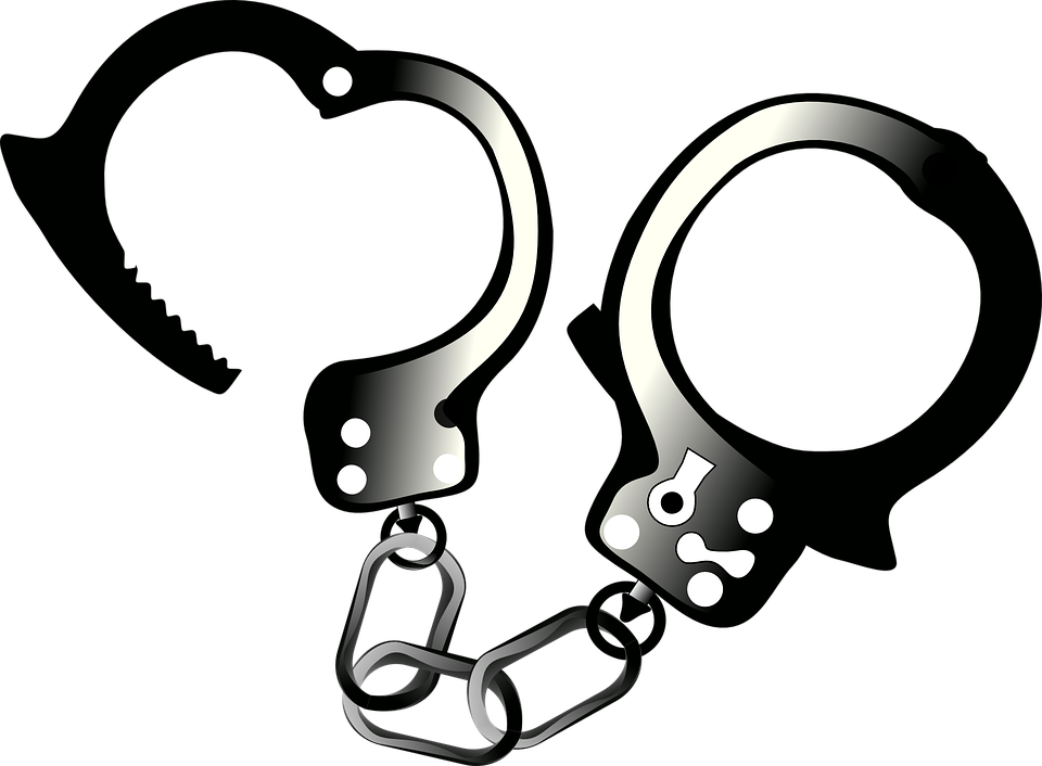 Handcuffs Cuffs Arrest Law Security Prisoner Jail - Open Handcuffs Clipart (960x706)
