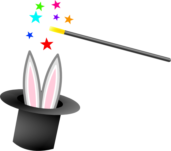 Free To Use &, Public Domain Magic Clip Art - Magic Hat And Wand (600x530)