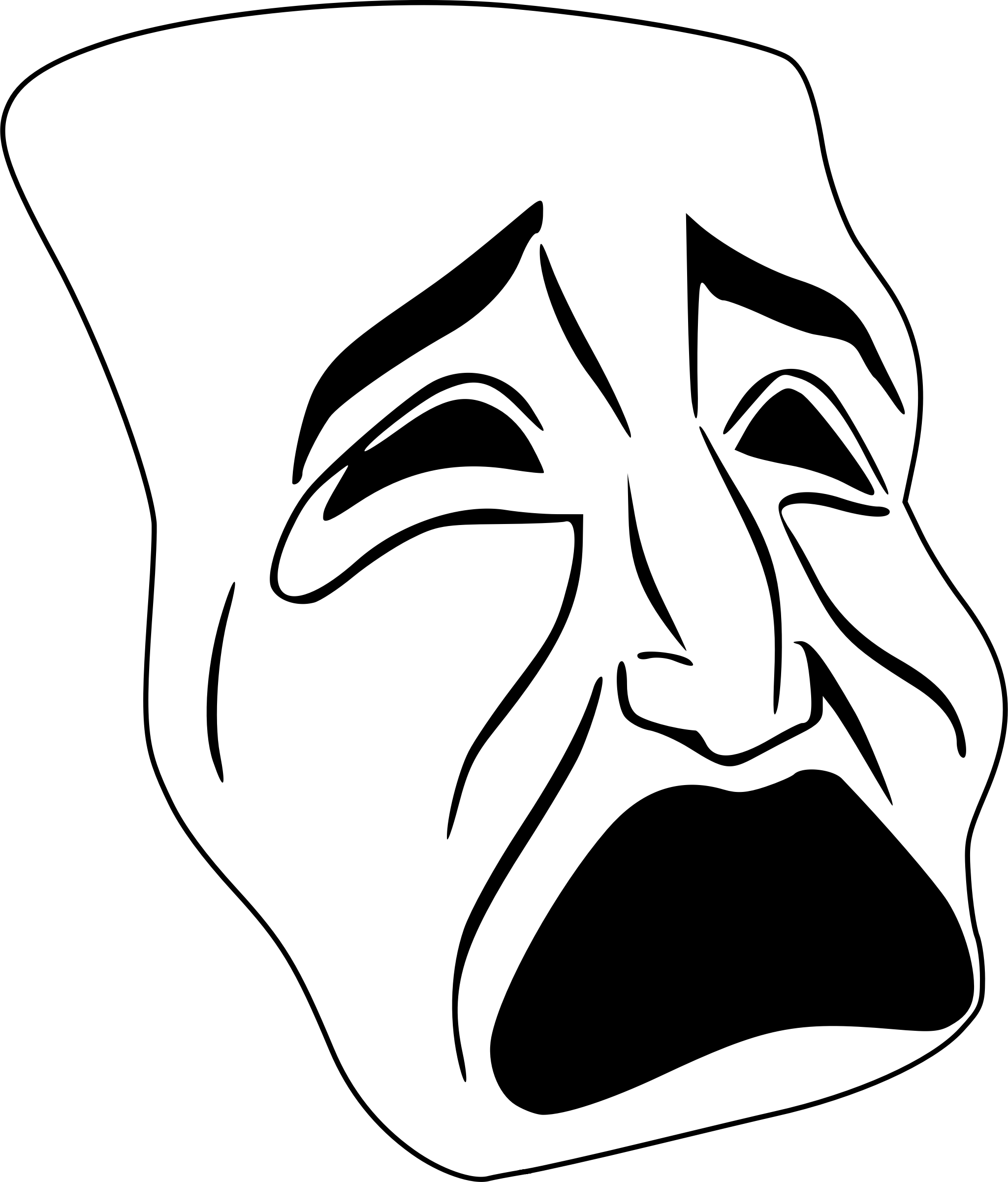 Mask - Tragedy Mask Clip Art (2048x2400)