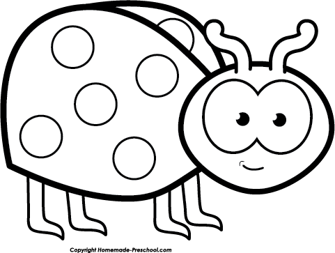 Drawn Ladybug Clip Art - Lady Bug Black And White (481x363)