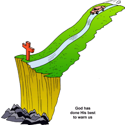 Road Cliff And Cross Image - End Of Road Clipart (399x400)