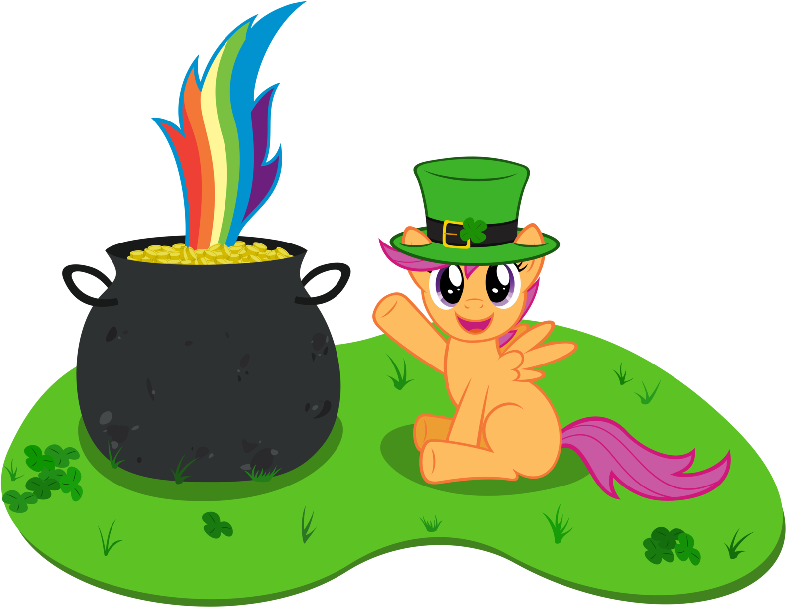 Rainbow With Pot Of Gold At End Clipart - Pot Of Gold End Rainbow (1600x1246)