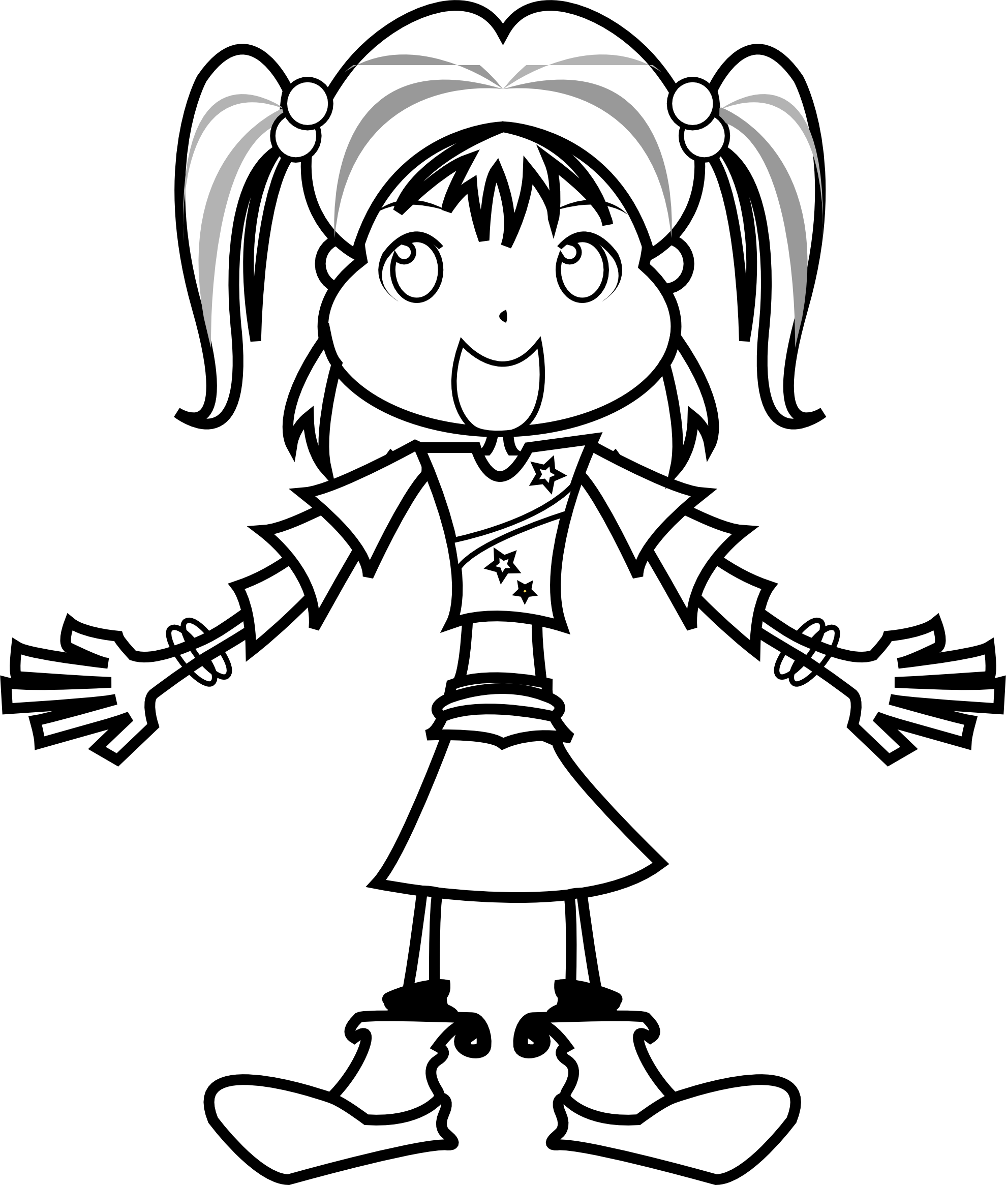 Girls Clipart Black And White - Girl Black And White Image Clip Art (1979x2331)