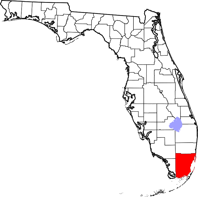 Map Of Florida Highlighting Miami-dade County - Miami Florida On A Map (770x768)