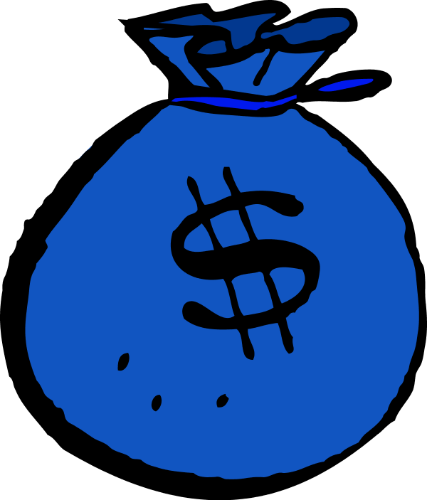 Money Bag Blue - Black And White Money Clipart (600x703)