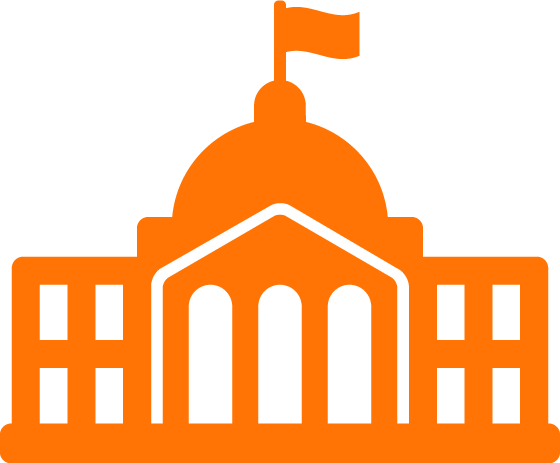 Government Images Clip Art Orange Building Flag - Government Building Clipart (560x463)