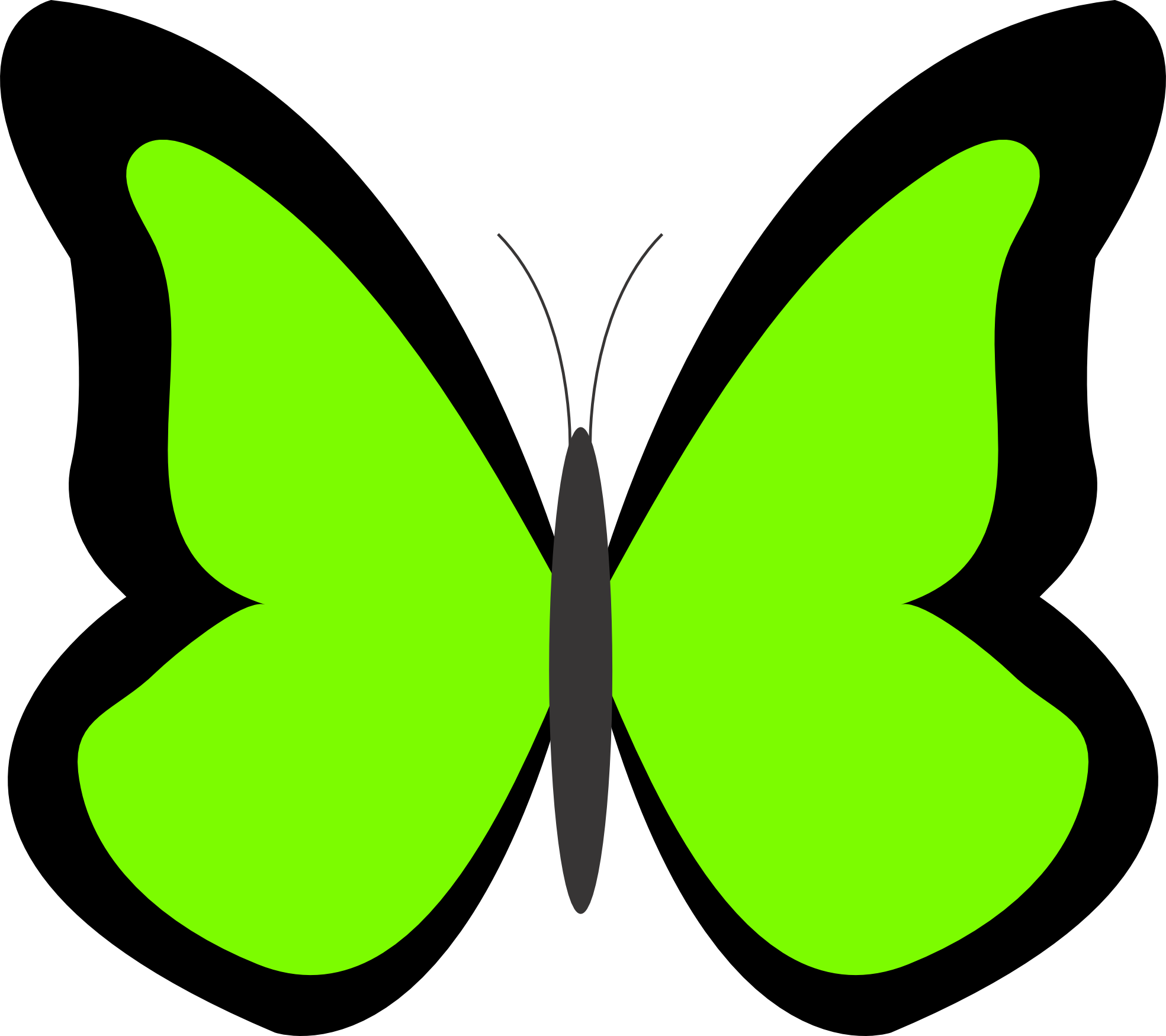 Butterfly Clipart Yellow Green - Butterfly Clip Art Green (1969x1750)