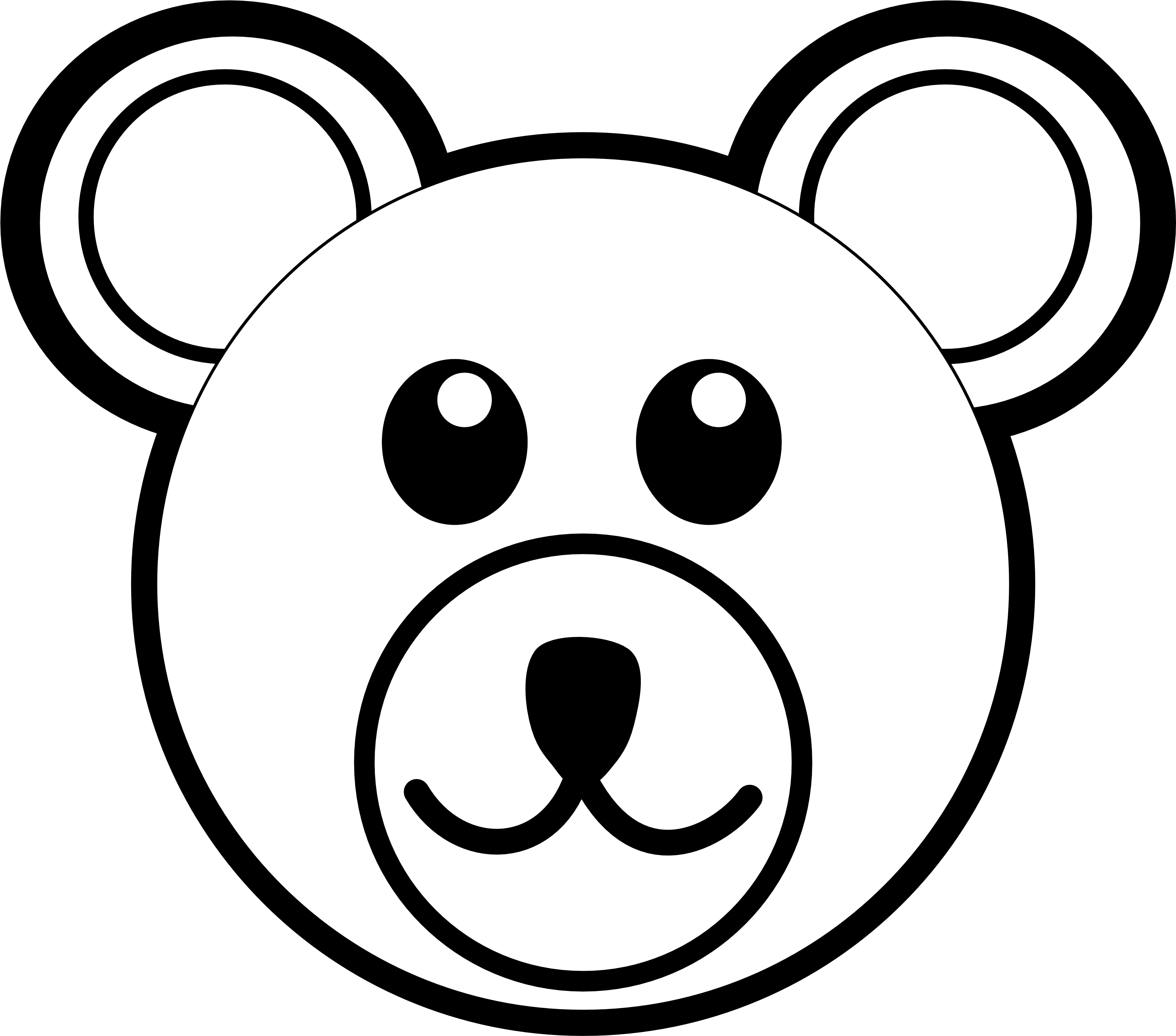 Teddy Bear Clip Art Ccoloringpages - Draw A Bear Face (3333x3204)