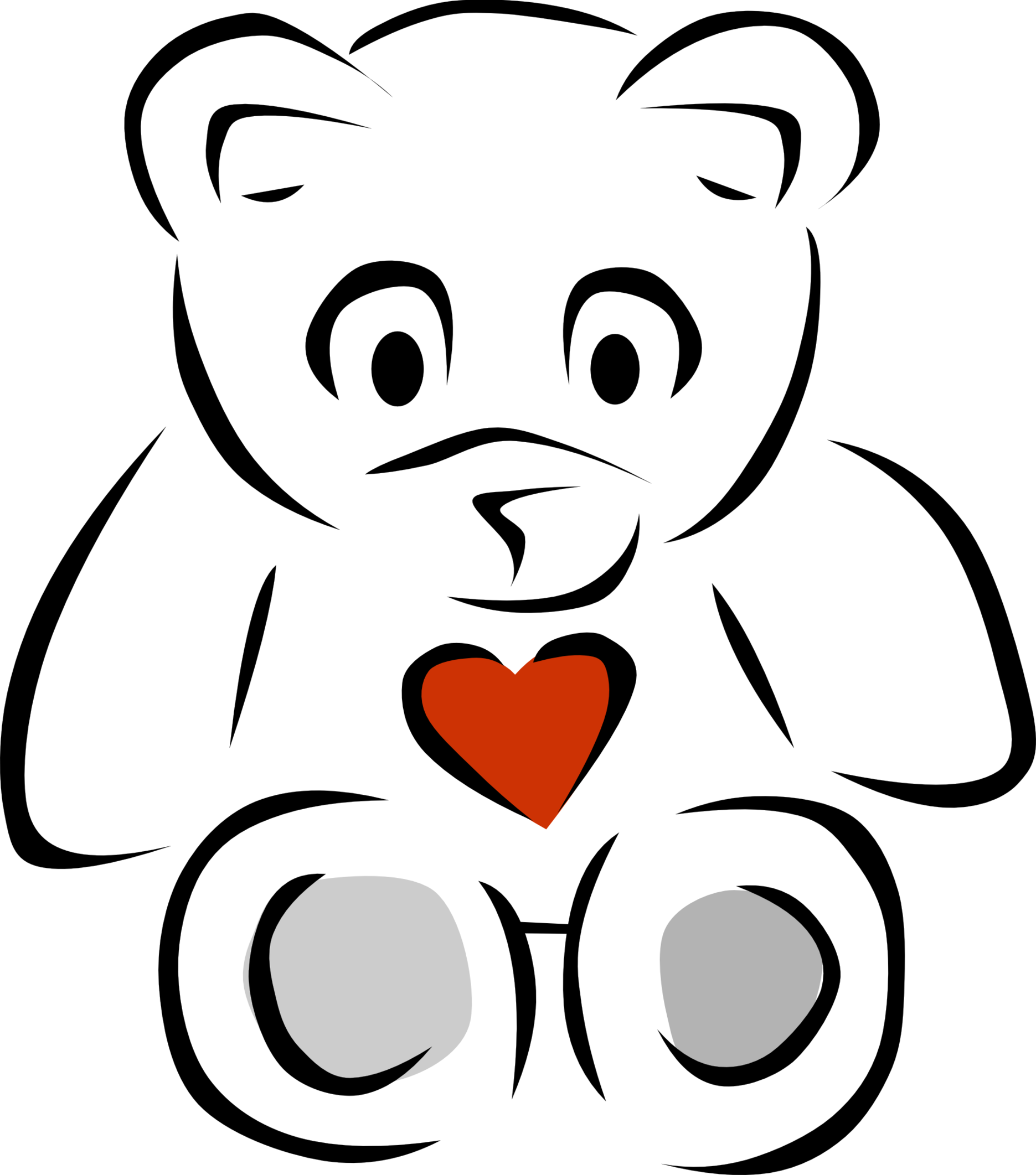 Teddy Bear Black And White Black And White Pictures - Teddy Bear Line Art (1871x2123)