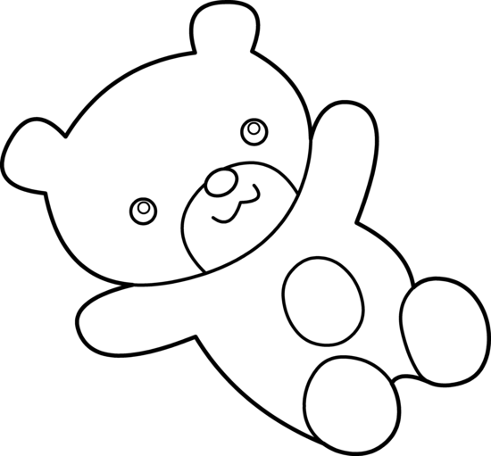 Bear Black And White Teddy Bear Pic Black And White - Teddy Bear Coloring Clipart (550x511)