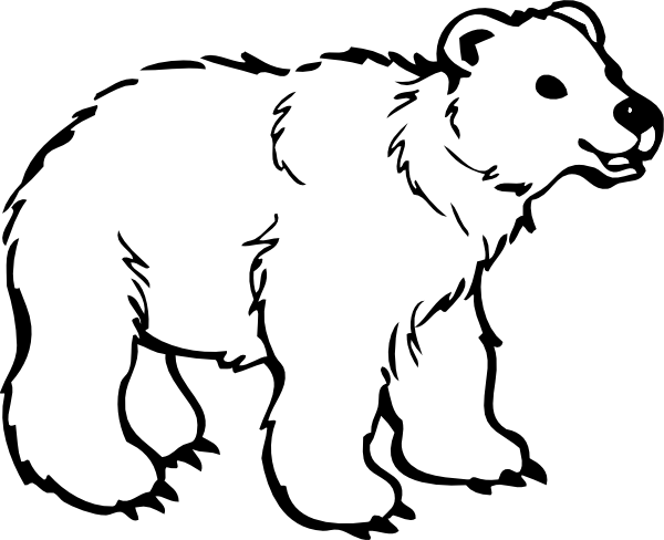 Polar Bear Clip Art Black And White Free Clipart - Polar Bear Black And White (600x488)
