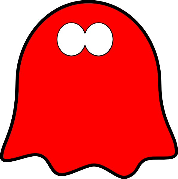 Friendly Red Ghost, Wavy Base Clip Art At Clker - Red Ghost Clipart (594x599)
