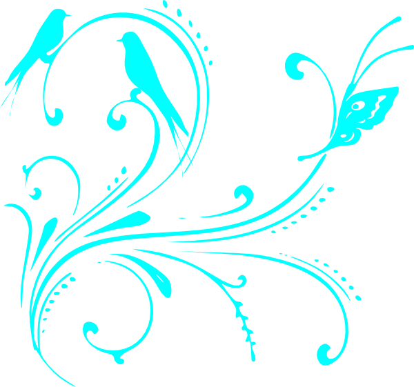 Turquoise Clip Art Vector - Turquoise Flowers Clip Art (600x561)