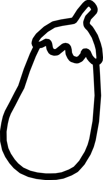 Eggplant White Cliparts - Clipart Of Eggplant Black And White (342x595)