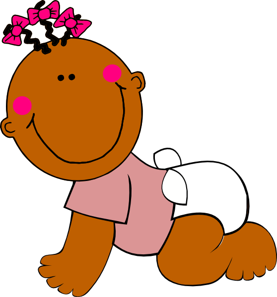 Brown Baby Crawling Clip Art - Black Baby Crawling Clip Art (558x599)