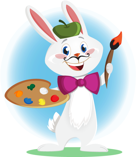 This Cartoon Bunny Artist Clip Art Is Free For You - Painting (595x724)