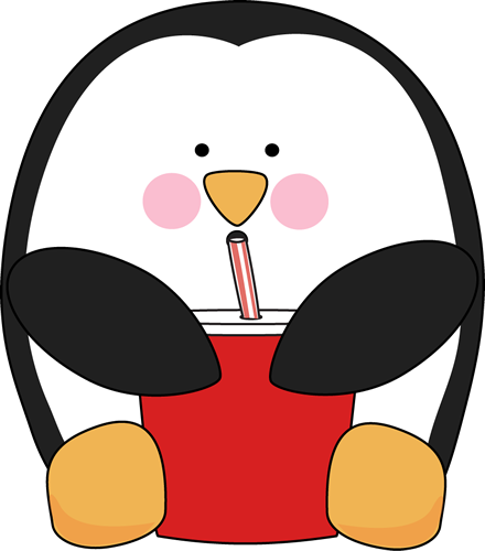 Penguin With A Drink - Drinking Cute Clipart (440x500)