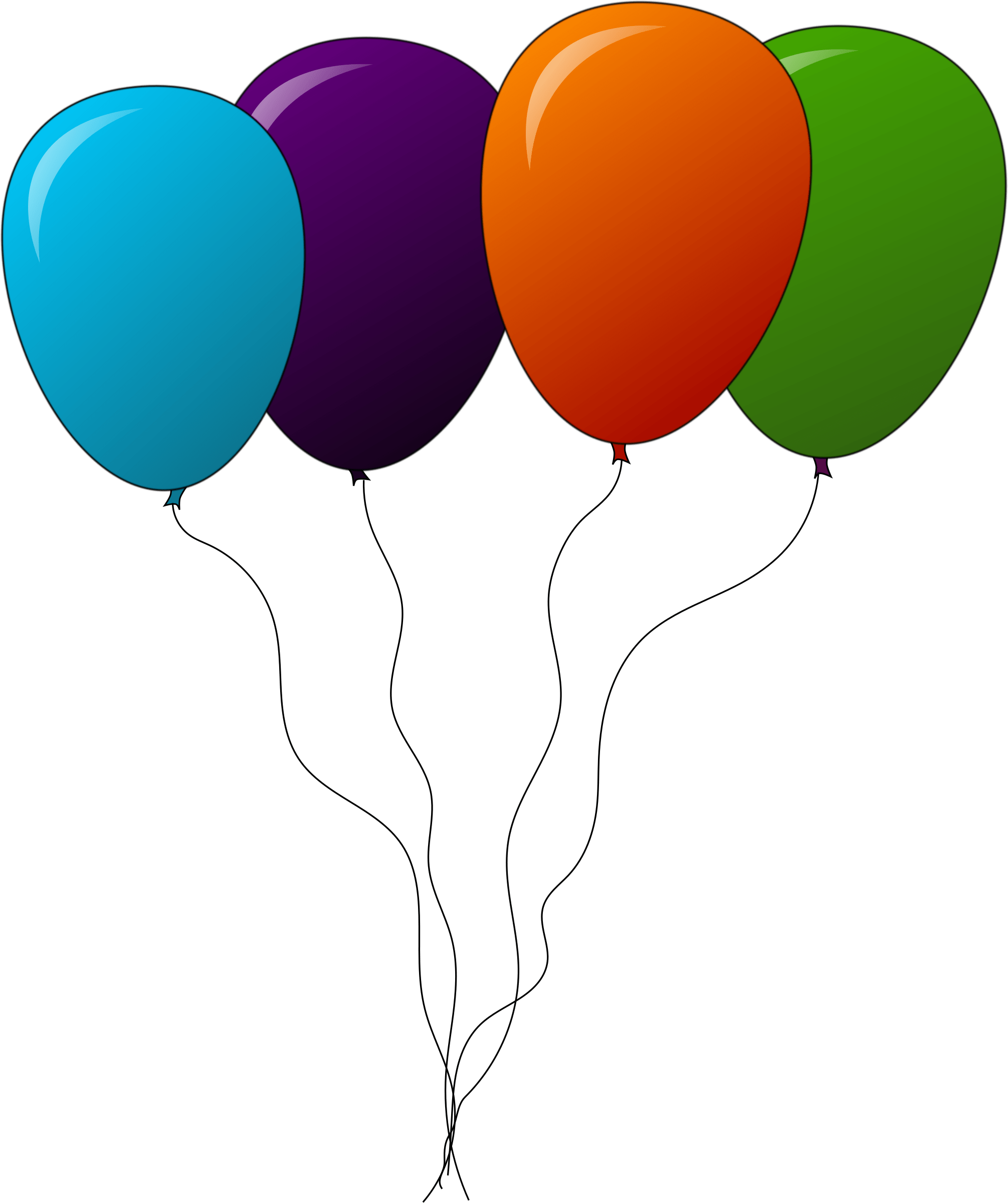 Balloon Free To Use Clip Art - Bunch Of 4 Balloons (2011x2400)