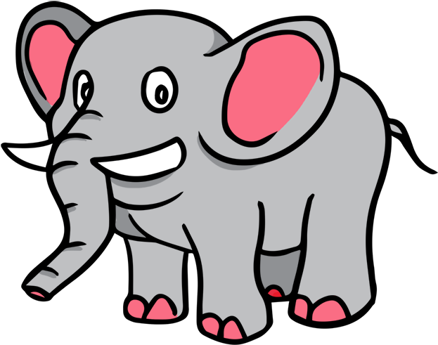 Elephant Clip Art Black And White Free Clipart - Gambar Hewan Animasi Gajah (800x519)