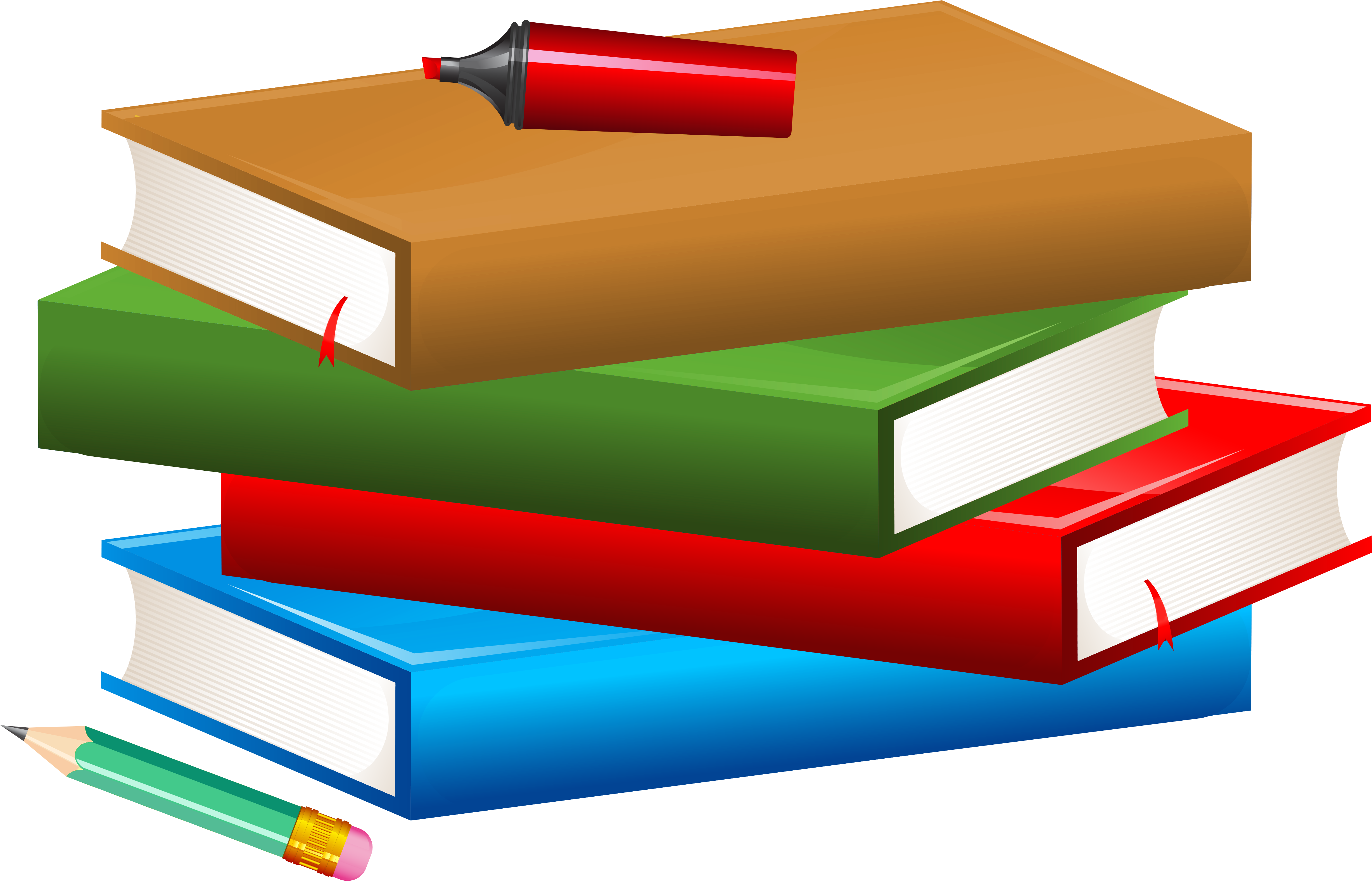 Books With Pencil And Marker Png Clipart Image - Books Clipart Png (5093x3320)