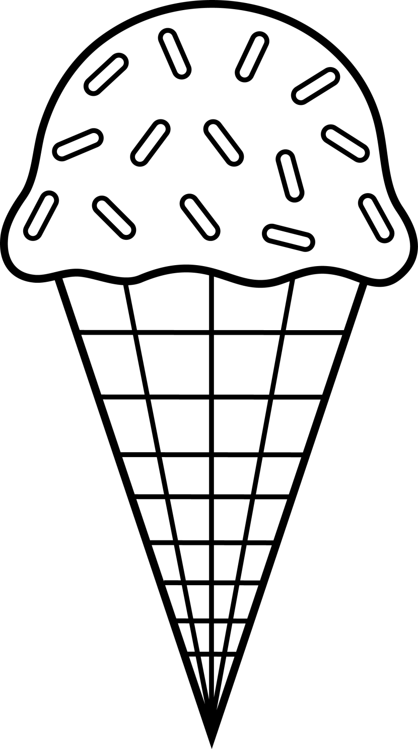 Ice Cream Black And White Clipart Black And White Ice - Ice Cream Coloring Pages (830x1486)