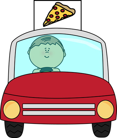 Clipart Of Delivery, Terminal And Pizza - Boy Driving Clip Art (381x450)