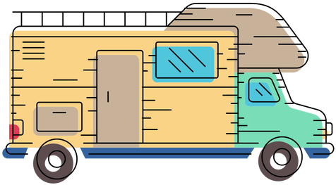 Camper Van Illustration Transparent Png - Traveling Van Illustration Silhouette Png (512x512)