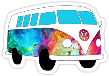 Vw Rainbow Hippie Bus Sticker - Vw Bulli Sticker (375x360)