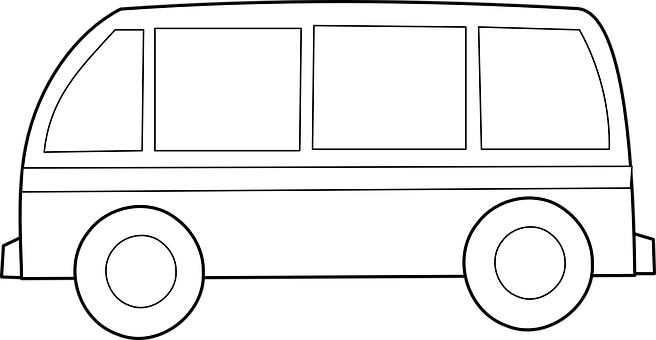 Bus Van Vw Volkswagen Car Automobile Vehic - รูป รถ การ์ตูน ขาว ดำ (656x340)