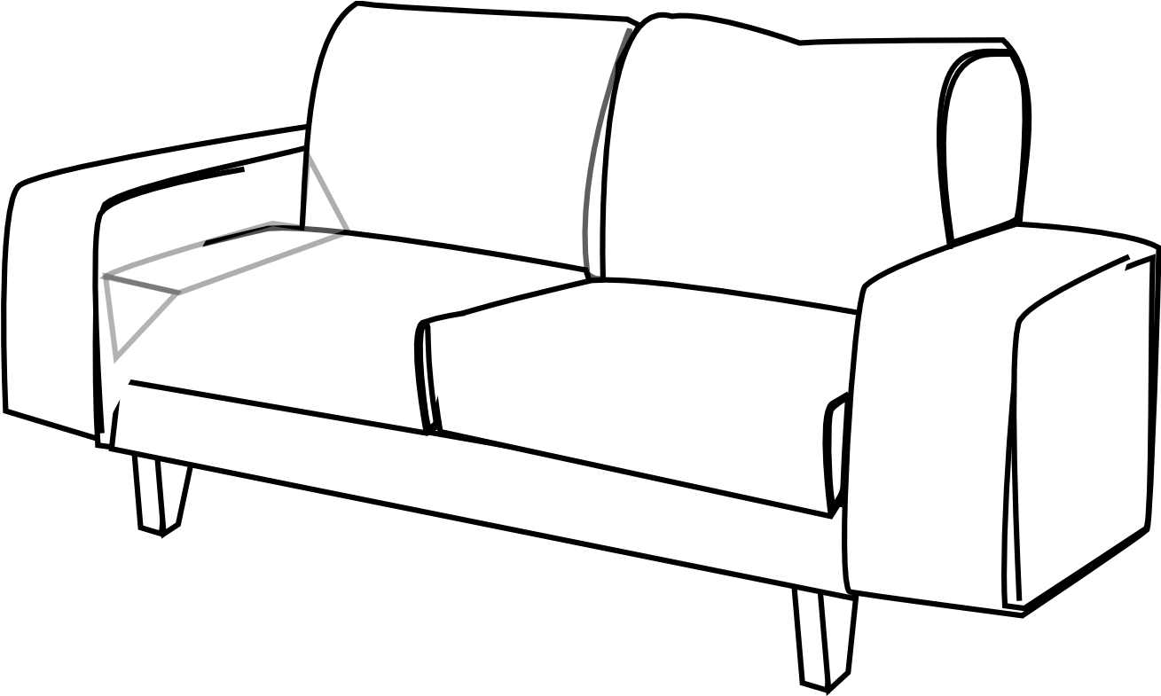 Sofa - Clipart - Sofa Clipart Black And White (1331x838)