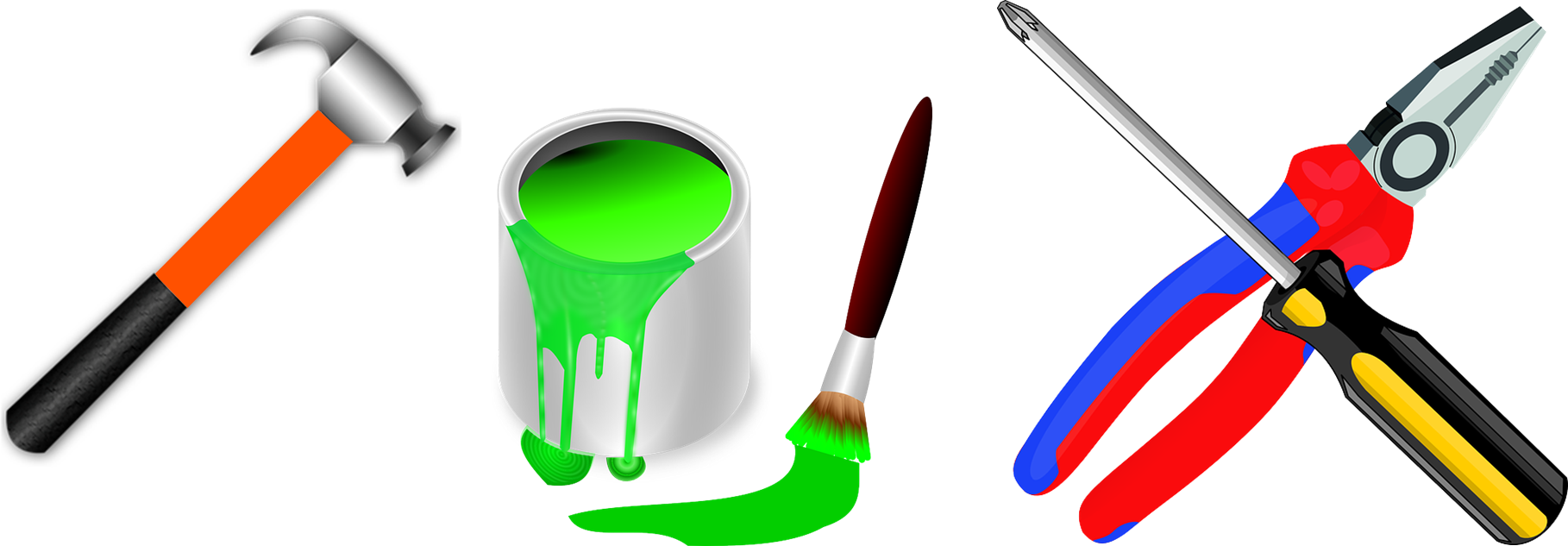 Contractor Tools - Cartoon Tools Png (1818x633)