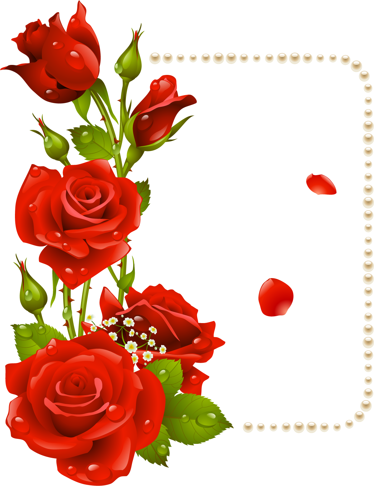 Png Клипарт "розы" - Red Flower Frame Png (1199x1557)