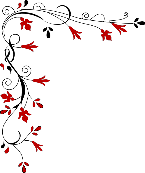 Swirl Border Clip Art - Black And White Floral Border (498x594)