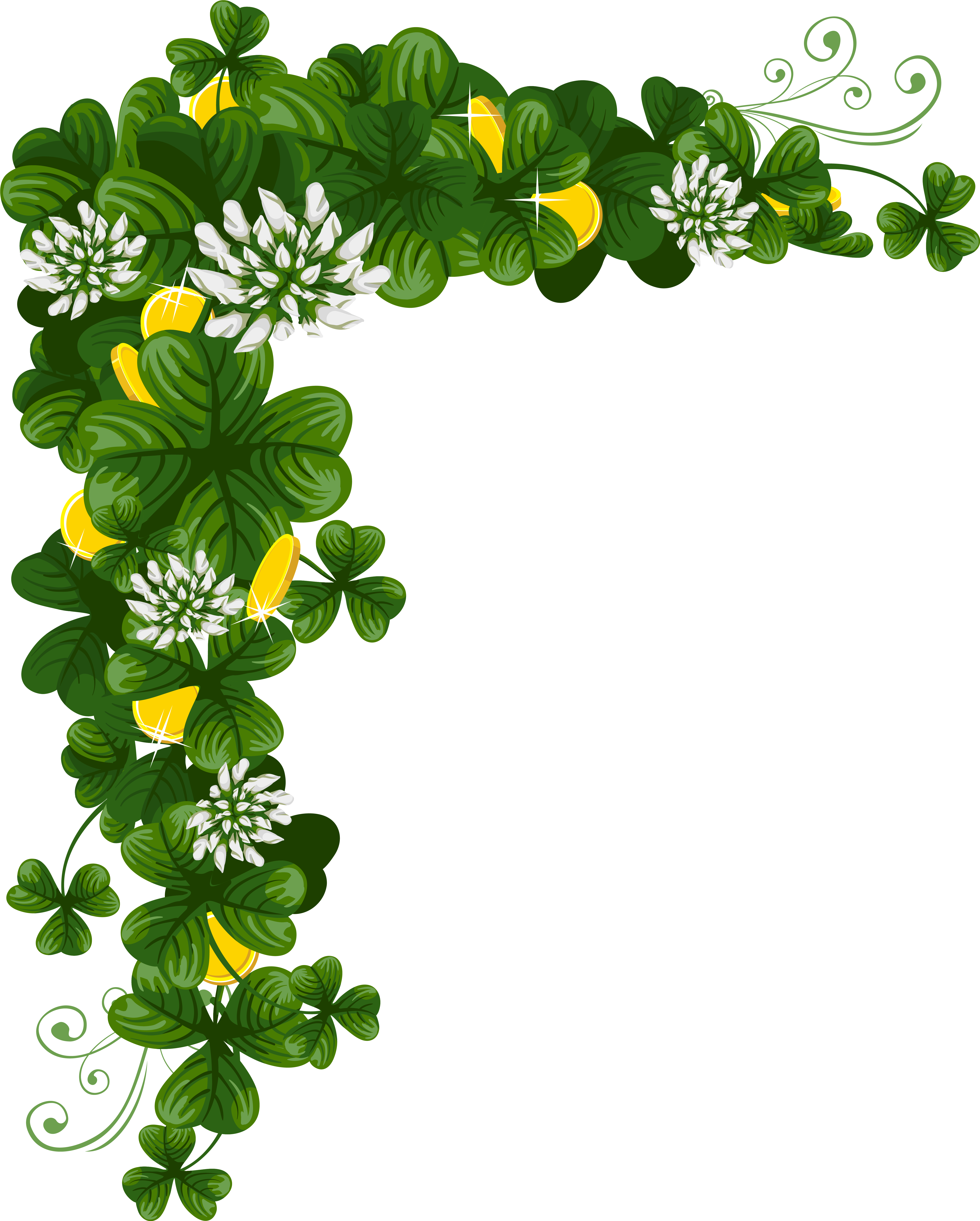 St Patricks Day Shamrocks With Coins Png Clipart - St Patrick Day Png (5661x6840)