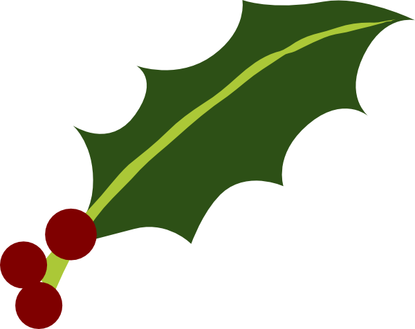 One Holly Leaf 3 Berries Clip Art - Clipart Holly Leaf (600x476)