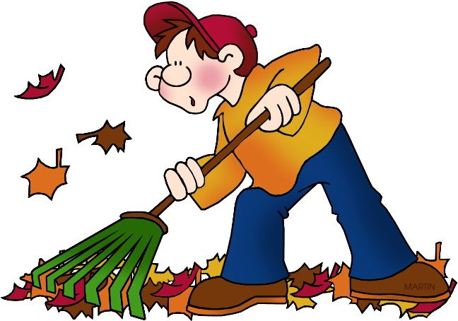 Raking Leaves Sutori - November Clip Art (662x477)