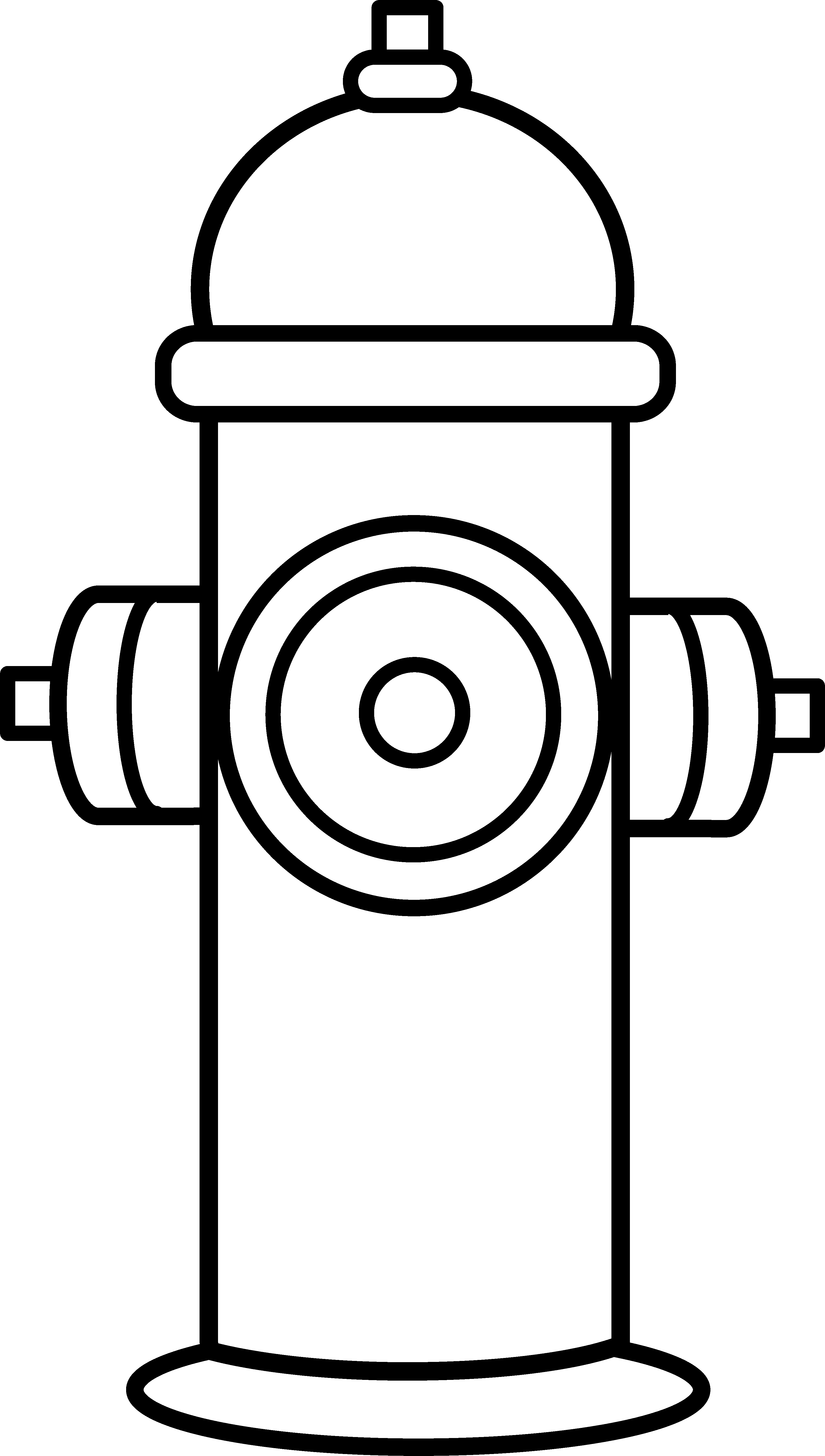 Clipart Black And White Fire Clipart Border Black And - Fire Hydrant Line Drawing (3349x5911)