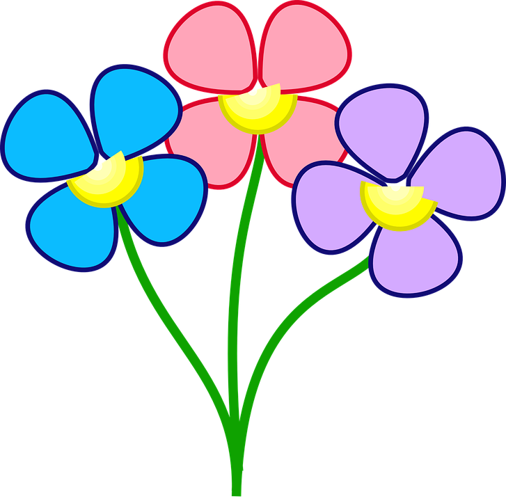 Violet Flower Clip Art - Colorful Flowers Clipart (727x720)