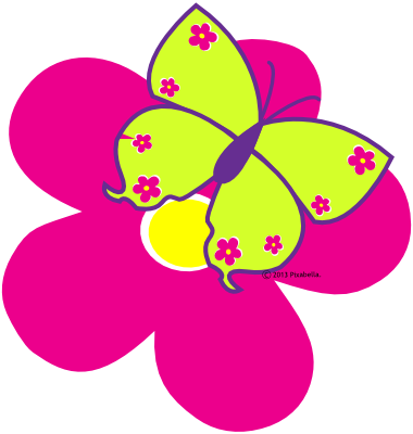 Flower And Butterflies Clipart Summer Spring Clip Art - Flower With Butterfly Clip Art (380x400)